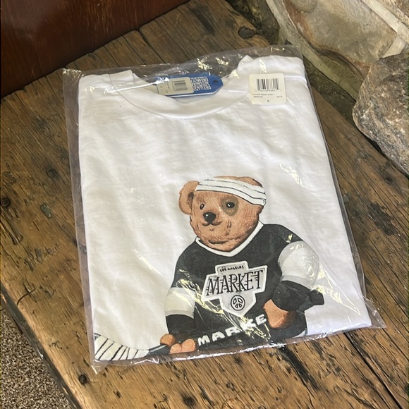 MARKET Studios Hockey Bear Graphic T-Shirt - White - Picture 2 of 2